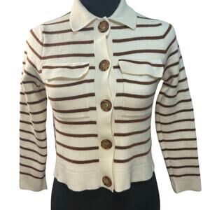 Sézane “La Maille Rue Saint‑Fiacre” Striped Knit Sweater Women’s XS Cream/Brown